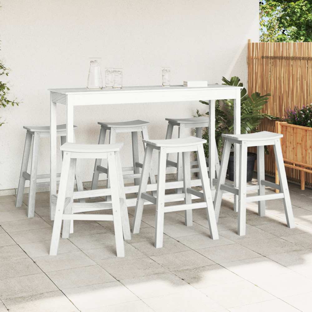 Produktbild för Trädgårds Bar Set 6 pcs Vit HDPE