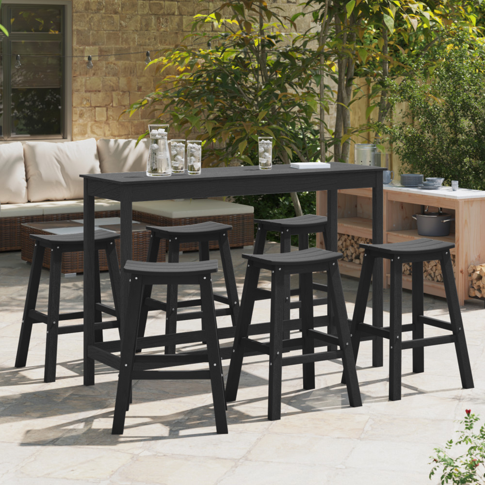 Produktbild för Trädgårds Bar Set 6 pcs Svart HDPE