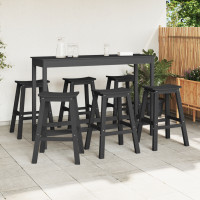 Produktbild för Trädgårds Bar Set 6 pcs Svart HDPE