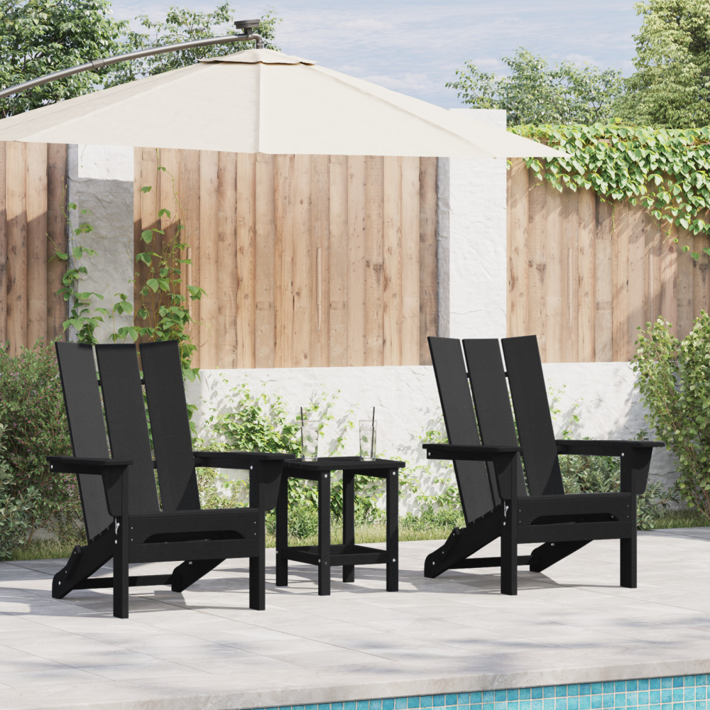 Produktbild för Trädgård Stol 2 pcs Svart 80,5 x 74,5 x 92 cm polyeten