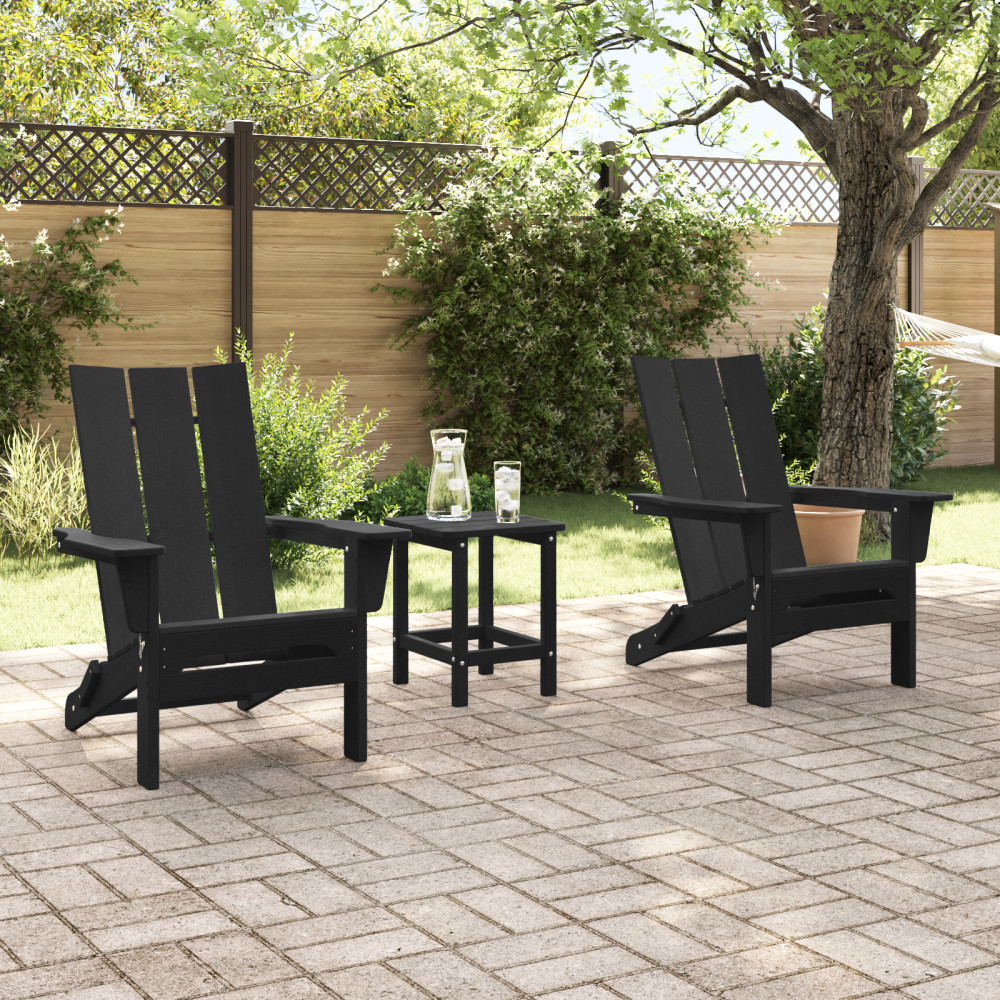 Produktbild för Trädgård Stol 2 pcs Svart 80,5 x 74,5 x 92 cm polyeten