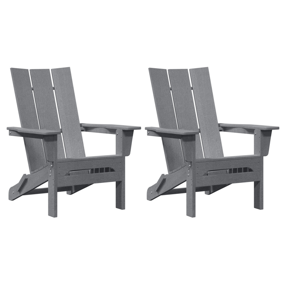 Produktbild för Trädgård Stol 2 pcs Ljusgrå 80,5 x 74,5 x 92 cm polyeten