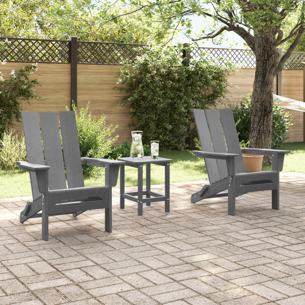 Produktbild för Trädgård Stol 2 pcs Ljusgrå 80,5 x 74,5 x 92 cm polyeten