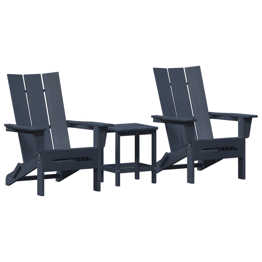 Produktbild för Trädgård Stol 3 pcs Marinblå 80,5 x 74,5 x 92 cm polyeten