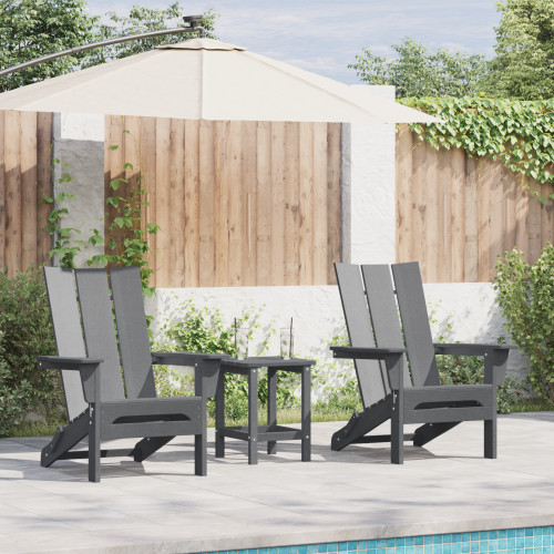 vidaXL Trädgård Stol 3 pcs Ljusgrå 80,5 x 74,5 x 92 cm polyeten