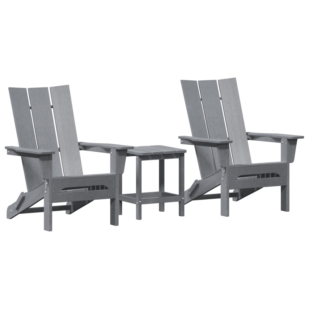 Produktbild för Trädgård Stol 3 pcs Ljusgrå 80,5 x 74,5 x 92 cm polyeten
