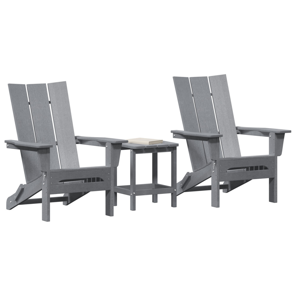 Produktbild för Trädgård Stol 3 pcs Ljusgrå 80,5 x 74,5 x 92 cm polyeten