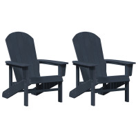Produktbild för Trädgård Stol 2 pcs Marinblå 82 x 74 x 92 cm polyeten
