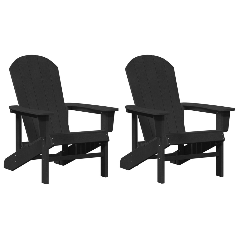 Produktbild för Trädgård Stol 2 pcs Svart 82 x 74 x 92 cm polyeten