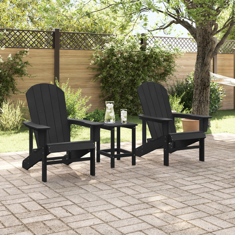 Produktbild för Trädgård Stol 2 pcs Svart 82 x 74 x 92 cm polyeten