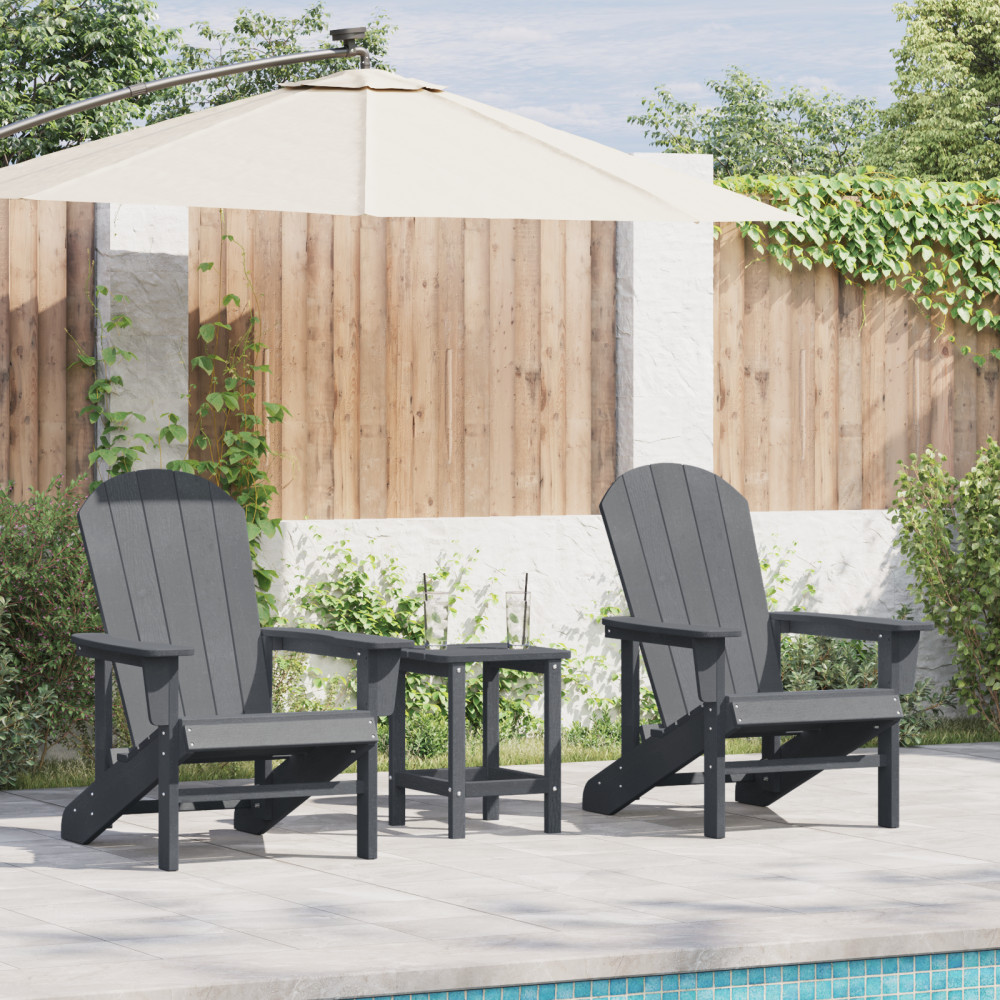 Produktbild för Trädgård Stol 2 pcs Ljusgrå 82 x 74 x 92 cm polyeten