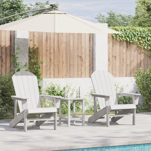 vidaXL Trädgård Stol 3 pcs Vit polyeten