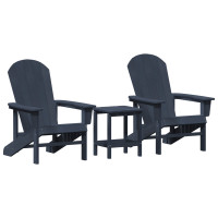 Produktbild för Trädgård Stol 3 pcs Marinblå polyeten