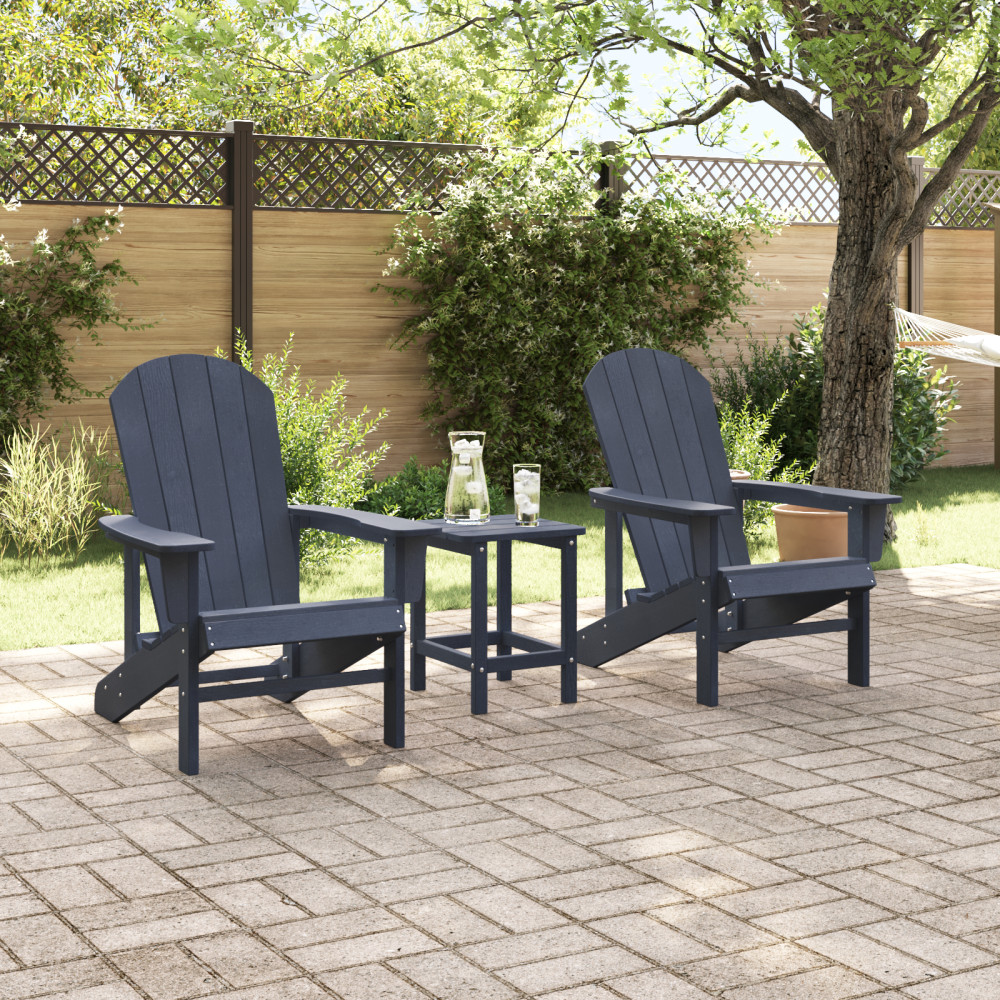 Produktbild för Trädgård Stol 3 pcs Marinblå polyeten