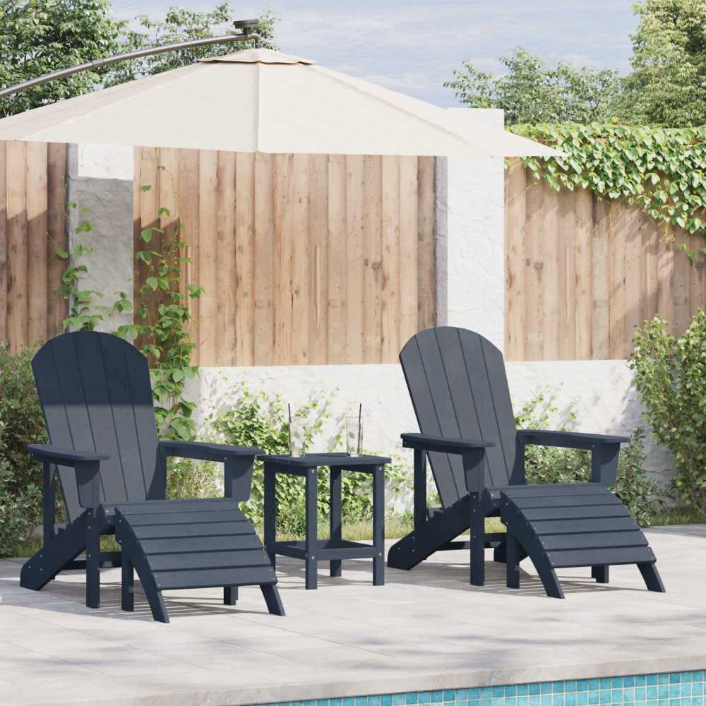 Produktbild för Trädgård Stol 2 pcs Marinblå 83 x 74 x 92 cm polyeten