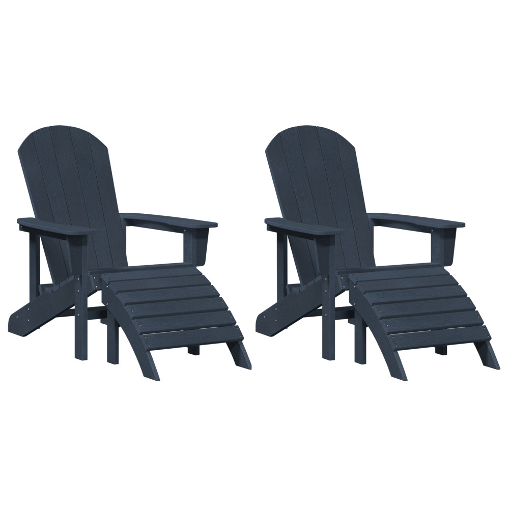Produktbild för Trädgård Stol 2 pcs Marinblå 83 x 74 x 92 cm polyeten
