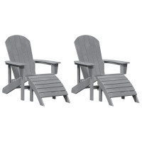 Produktbild för Trädgård Stol 2 pcs Ljusgrå 83 x 74 x 92 cm polyeten