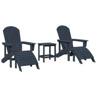 Produktbild för Trädgård Stol 3 pcs Marinblå polyeten