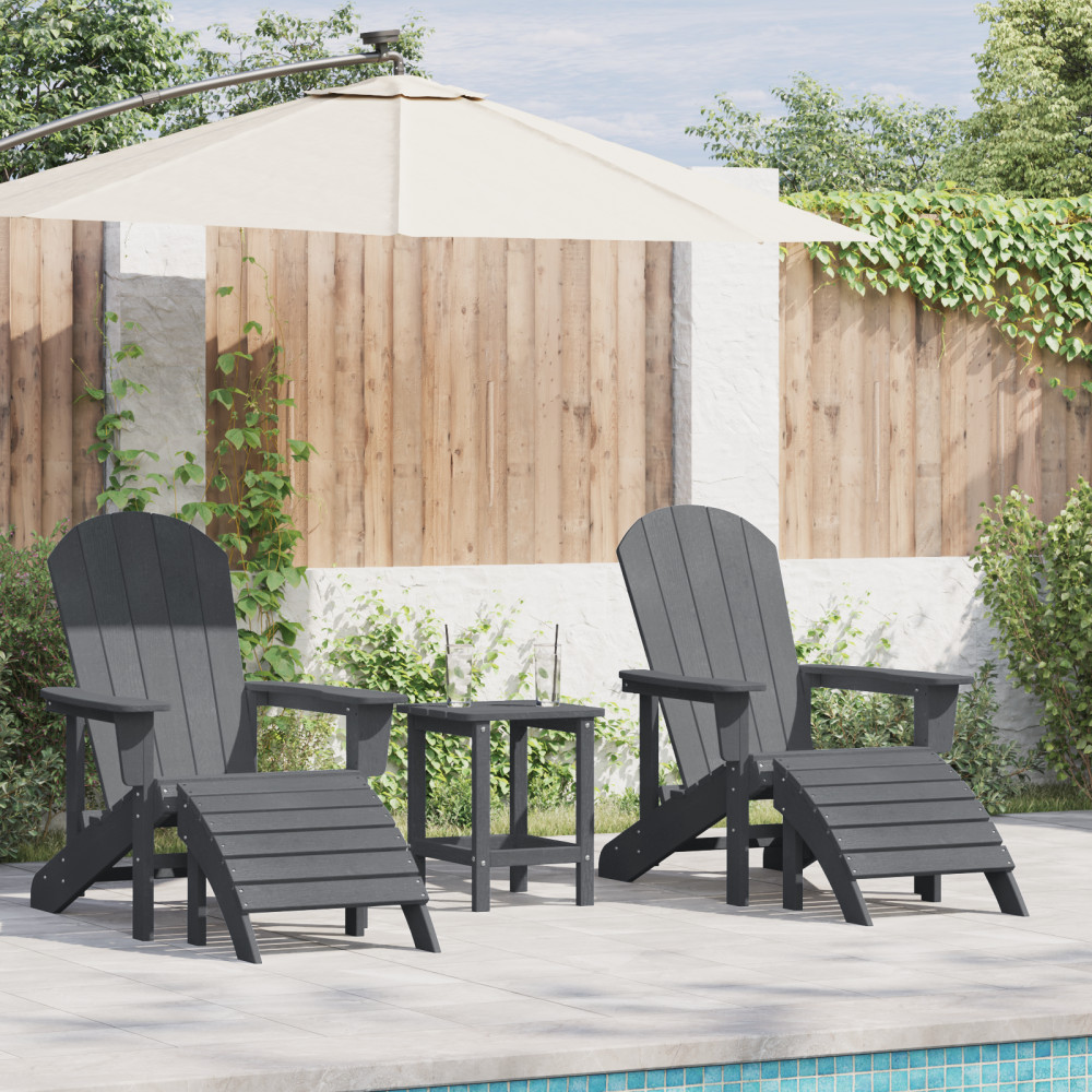 Produktbild för Trädgård Stol 3 pcs Ljusgrå polyeten
