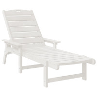 Produktbild för Solstol Reclining 2 pcs Vit 195,5 x 53 x 98,5 cm polyeten