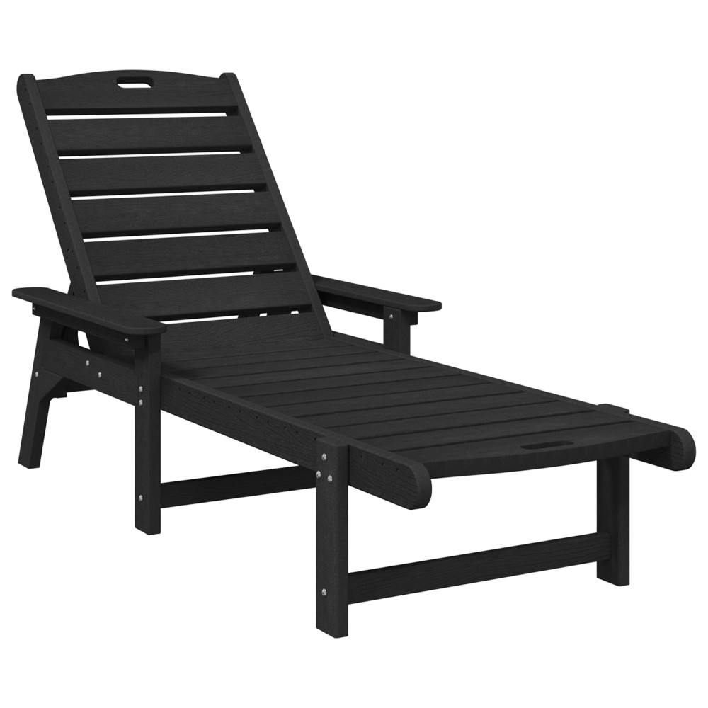Produktbild för Solstol Reclining 2 pcs Svart 195,5 x 53 x 98,5 cm polyeten