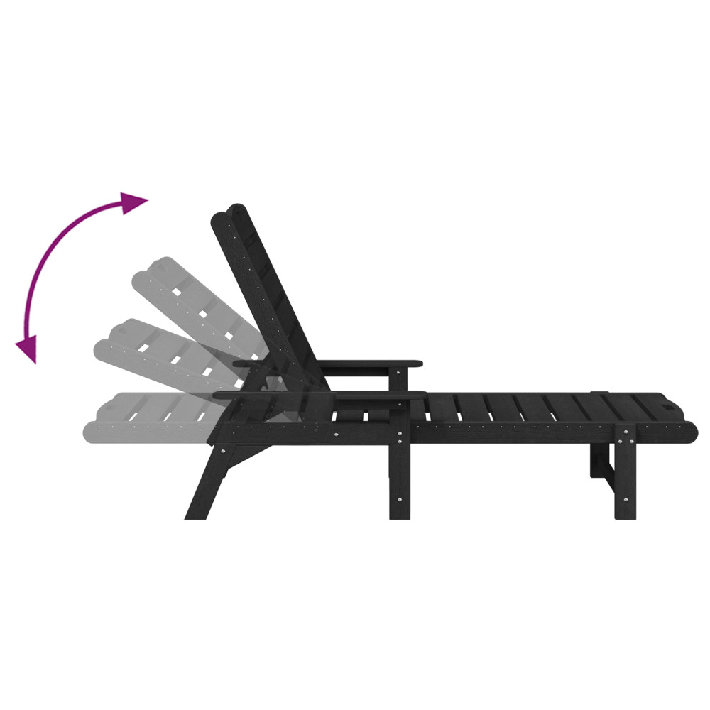 Produktbild för Solstol Reclining 2 pcs Svart 195,5 x 53 x 98,5 cm polyeten