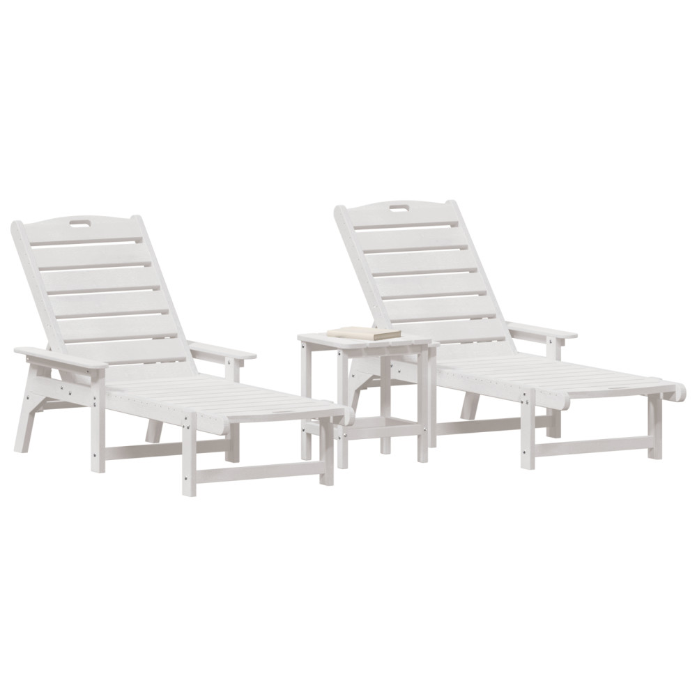 Produktbild för Solstol Reclining 3 pcs Vit polyeten