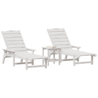 Produktbild för Solstol Reclining 3 pcs Vit polyeten