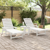 Produktbild för Solstol Reclining 3 pcs Vit polyeten
