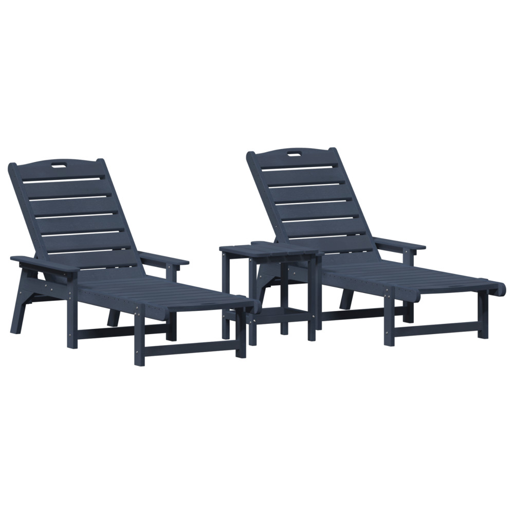 Produktbild för Solstol Reclining 3 pcs Marinblå polyeten