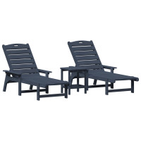 Produktbild för Solstol Reclining 3 pcs Marinblå polyeten