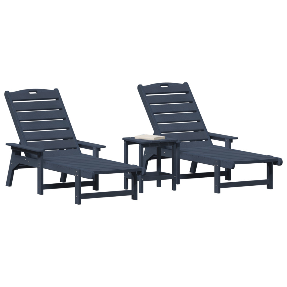 Produktbild för Solstol Reclining 3 pcs Marinblå polyeten