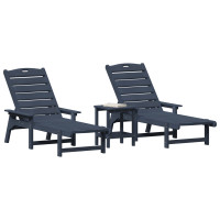 Produktbild för Solstol Reclining 3 pcs Marinblå polyeten