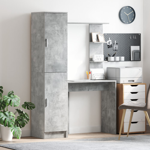 vidaXL Skrivbord 2 pcs Betonggrå