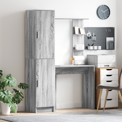 vidaXL Skrivbord 2 pcs Grå Sonoma