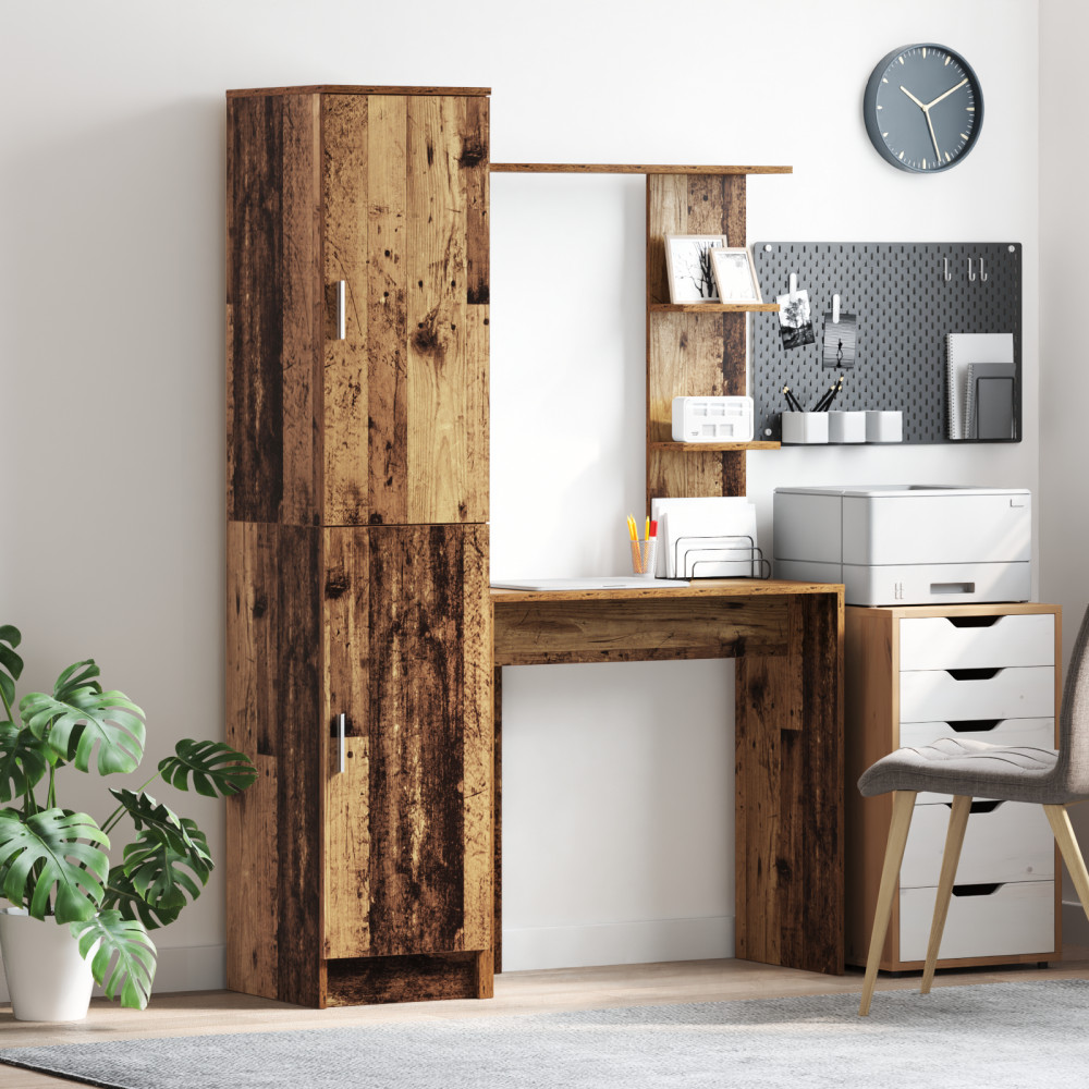 Produktbild för Skrivbord 2 pcs Gammalt trä