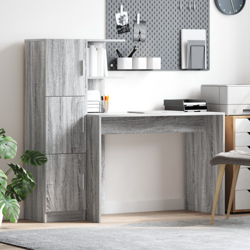 vidaXL Skrivbord 2 pcs Grå Sonoma