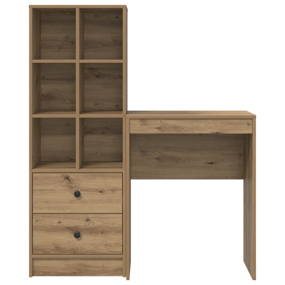 Produktbild för Skrivbord med låda med hylla med lagring 2 pcs Artisan Ek