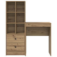 Produktbild för Skrivbord med låda med hylla med lagring 2 pcs Artisan Ek