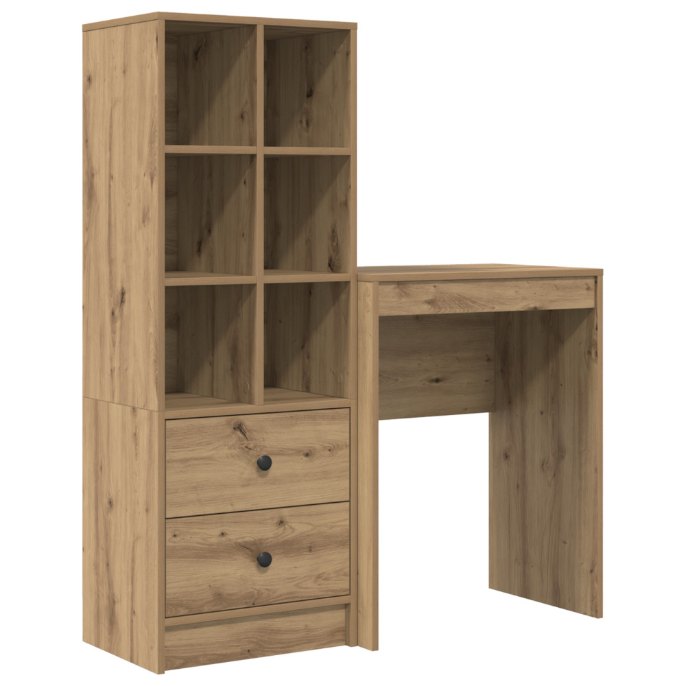 Produktbild för Skrivbord med låda med hylla med lagring 2 pcs Artisan Ek