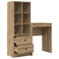 Produktbild för Skrivbord med låda med hylla med lagring 2 pcs Artisan Ek