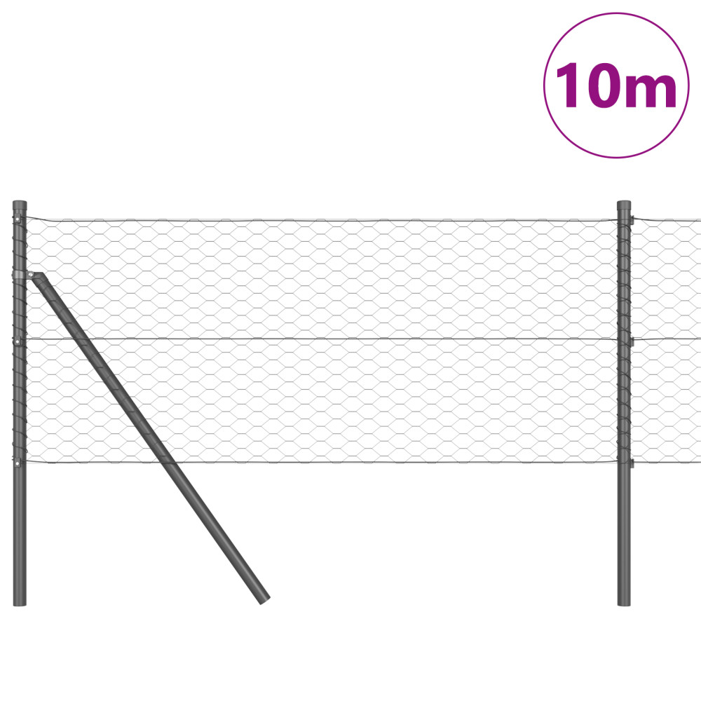 Produktbild för Utomhus sexkantig stängsel markfäste 10 x 0,6 m Grå Mesh