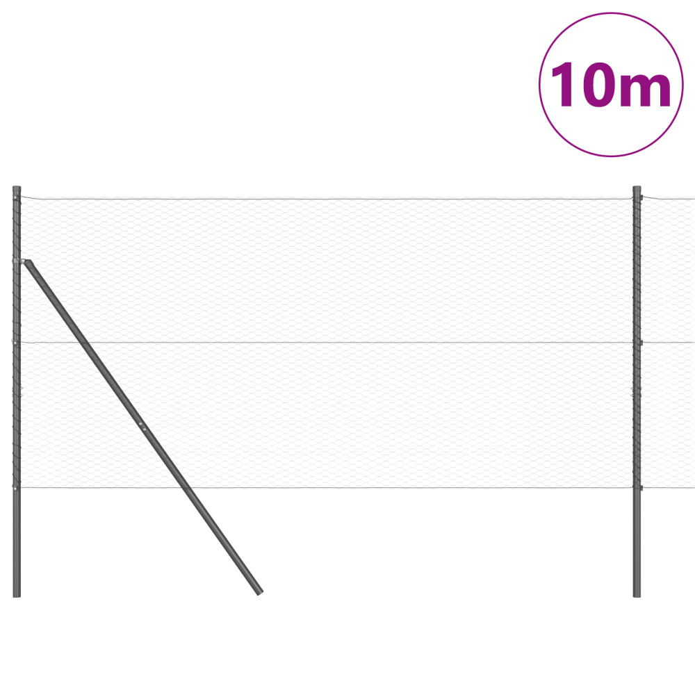 Produktbild för Utomhus sexkantig stängsel markfäste 10 x 1,4 m Grå Mesh