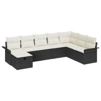 Produktbild för Trädgårdsoffset med kudde med lagring 8 pcs Svart Poly rattan