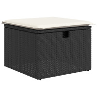 Produktbild för Trädgårdsoffset med kudde med lagring 8 pcs Svart Poly rattan