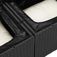 Produktbild för Trädgårdsoffset med kudde med lagring 8 pcs Svart Poly rattan