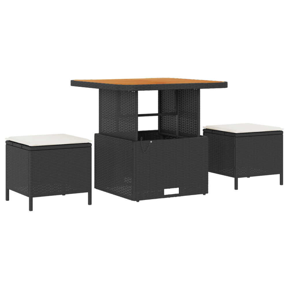 Produktbild för Trädgårdsoffset med kudde 9 pcs Svart och kräm konstrotting