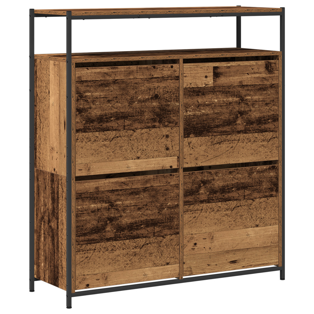 Produktbild för Skoskåp med hylla Gammalt trä 100 x 34 x 112 cm Konstruerat trä