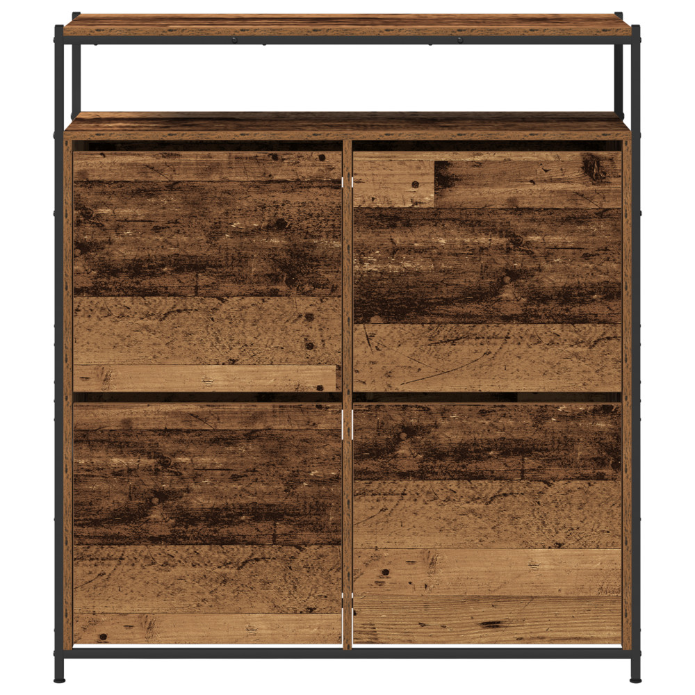 Produktbild för Skoskåp med hylla Gammalt trä 100 x 34 x 112 cm Konstruerat trä