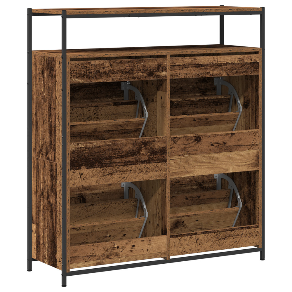 Produktbild för Skoskåp med hylla Gammalt trä 100 x 34 x 112 cm Konstruerat trä